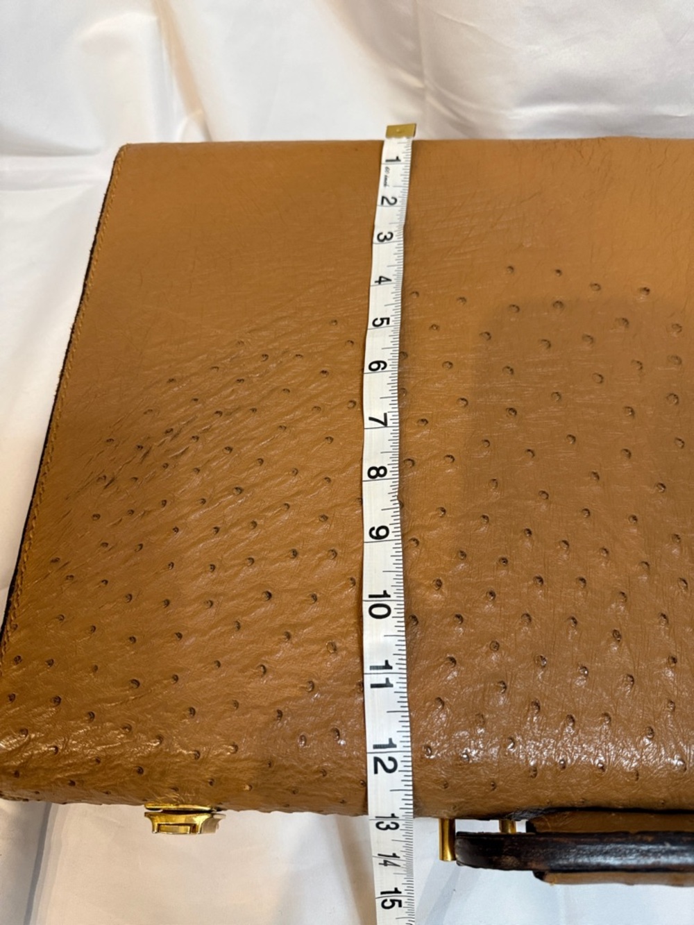 Atlas Brief Case Ostrich Leather Tan Briefcase Vintage 18.5 Inches. - Picture 11 of 14